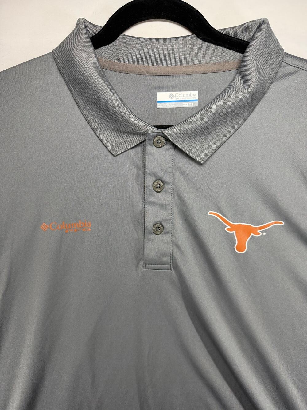 Columbia PFG Men’s XXL Texas Longhorns Grey Short Sleeve Polo Shirt
